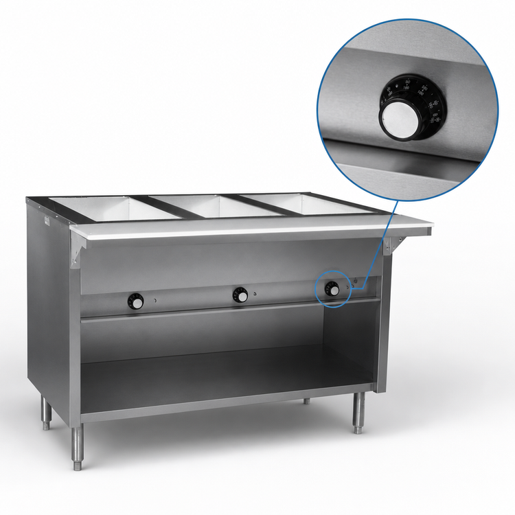 Product image #4 for Eagle Spec-Master Electric Hot Food Table with (2) 12" x 20" Wet/Dry Wells, Open Base, 33" W, 208V