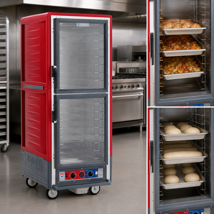 Product image #4 for Metro C5 3 Series Single-Section Mobile Full-Height Heated Holding and Proofing Cabinet with Dutch Clear Doors and Fixed Wire Slides