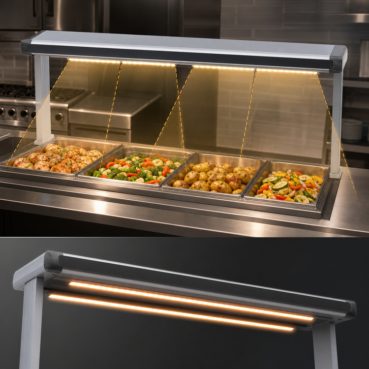 Product image #4 for Hatco Glo-Ray Designer Dual Strip Heater with Lights, 69-1/2 Inch Wide, Aluminum, 3420 Watts