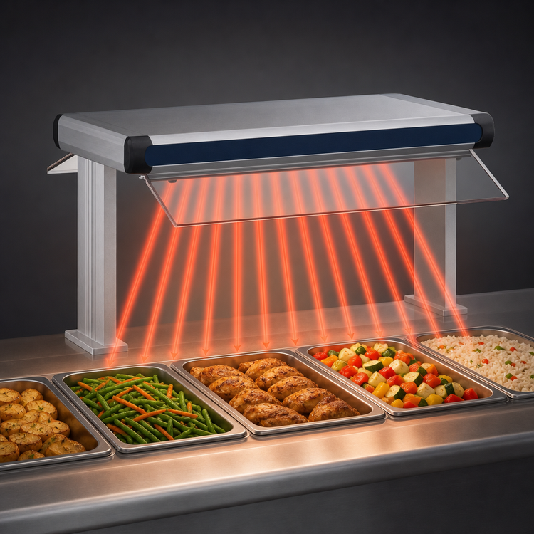 Product image #4 for Hatco Glo-Ray Designer Dual Infrared Strip Heater, Unlighted, 63-1/2-Inch Wide, 2100 Watts, 6-Inch Spacing, Aluminum, with 14-Inch Designer Stands