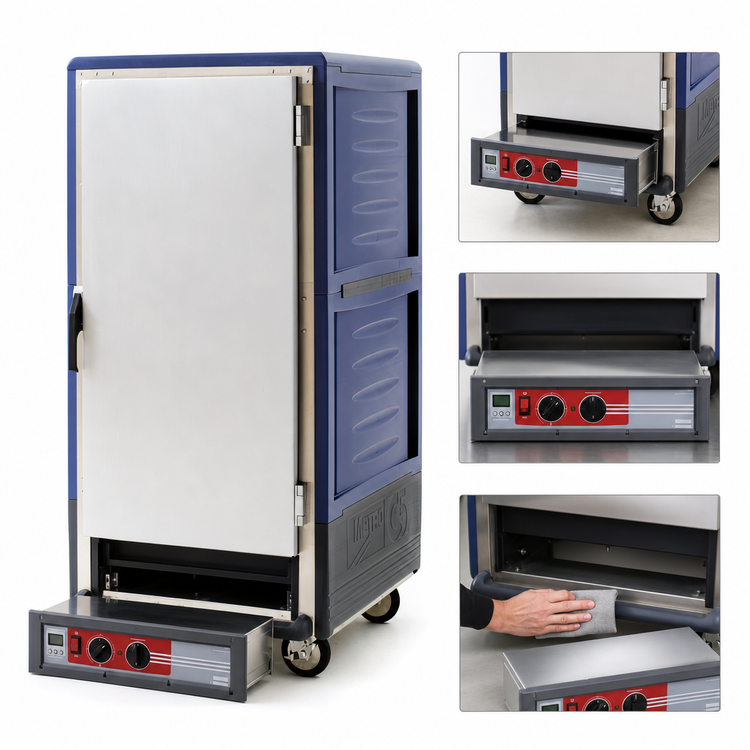 Product image #4 for Metro C5 3 Series 3/4 Height Mobile Heated Holding Cabinet, Blue Insulation Armour, Low Watt, 27 Pan Capacity