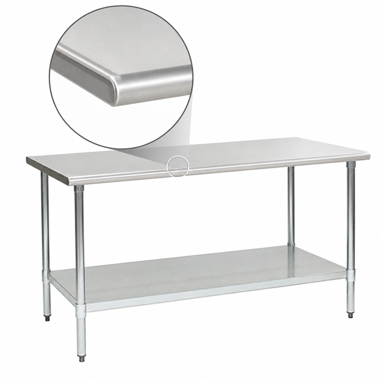 Product image #4 for BlendPort® Deluxe Series 84-Inch W x 30-Inch D Flat Top Stainless Steel Work Table with Galvanized Base and Undershelf
