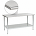 Thumbnail image #4 for BlendPort® Deluxe Series 84-Inch W x 30-Inch D Flat Top Stainless Steel Work Table with Galvanized Base and Undershelf