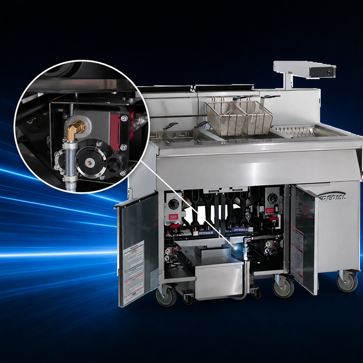 Product image #4 for Imperial IFSCB175 Floor Model Gas Tube Fired Side Car Fryer Filter System with Drain Station, 75 lb Capacity