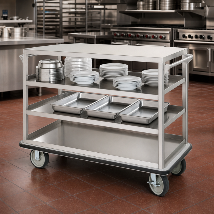 Product image #4 for FWE Queen Mary Stainless Steel Utility Cart with 4 Shelves, 1600 lb. Capacity