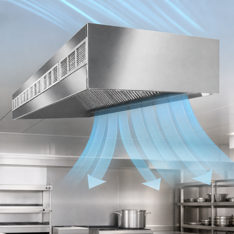 Product image #4 for Eagle Group SpecAir HEF96-108 108-Inch Wall Type Front Discharge Make-Up Air Exhaust Hood