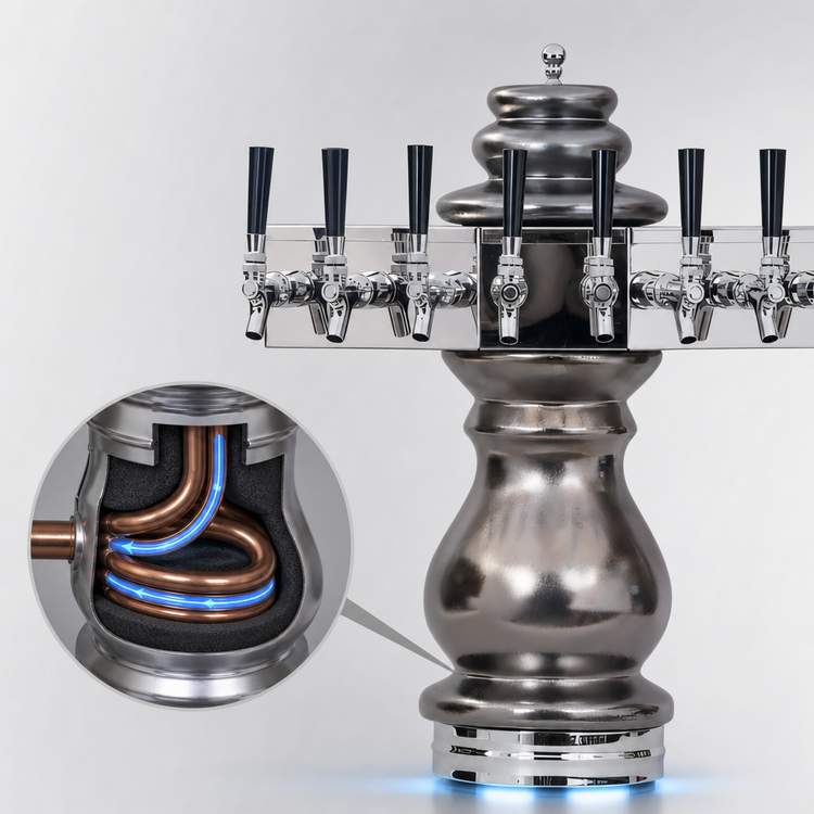 Product image #4 for Glastender Braumeister Single-Column 4-Faucet Countertop Glycol-Cooled Draft Dispensing Tower