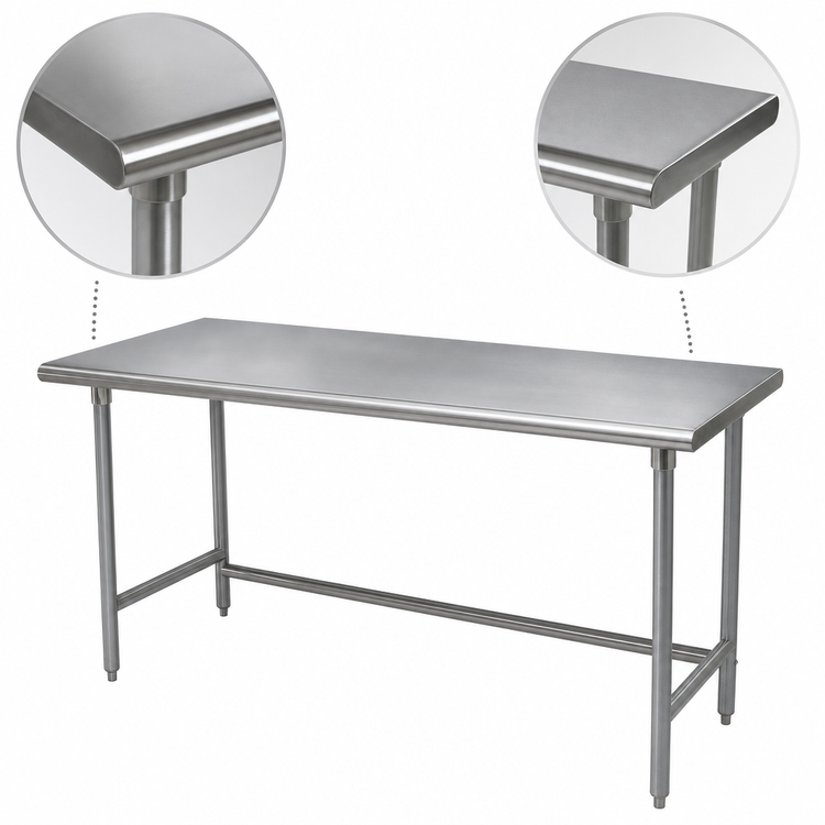 Product image #4 for Advance Tabco Premium Series Flat Top Open Base Stainless Steel Work Table, 144W x 30D