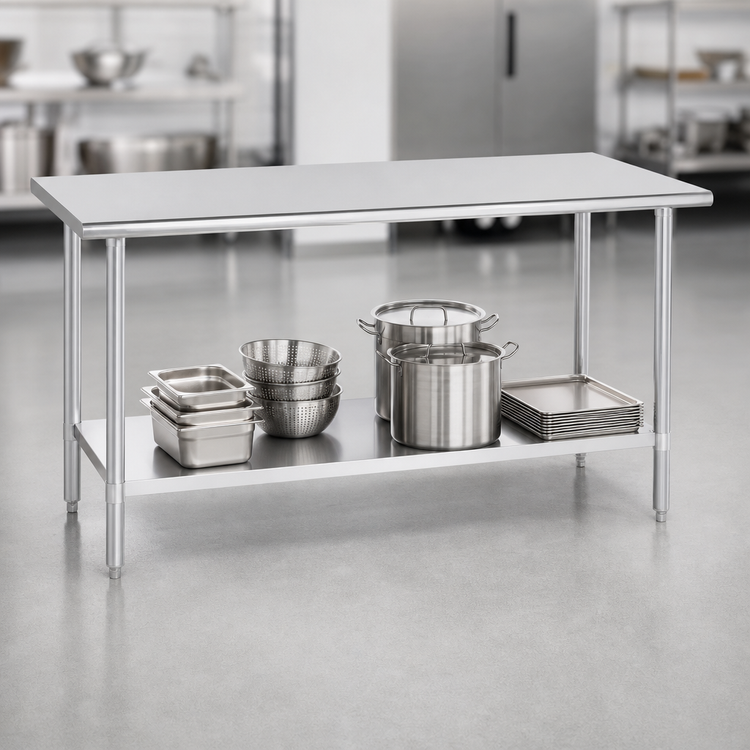 Product image #4 for Duke 108-Inch Stainless Steel Work Table with Undershelf, 36-Inch Deep, No Backsplash