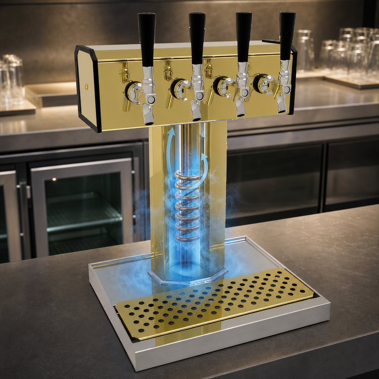Product image #4 for Glastender Tee Draft Single-Column Countertop Glycol-Cooled Draft Dispensing Tower with 4 Faucets