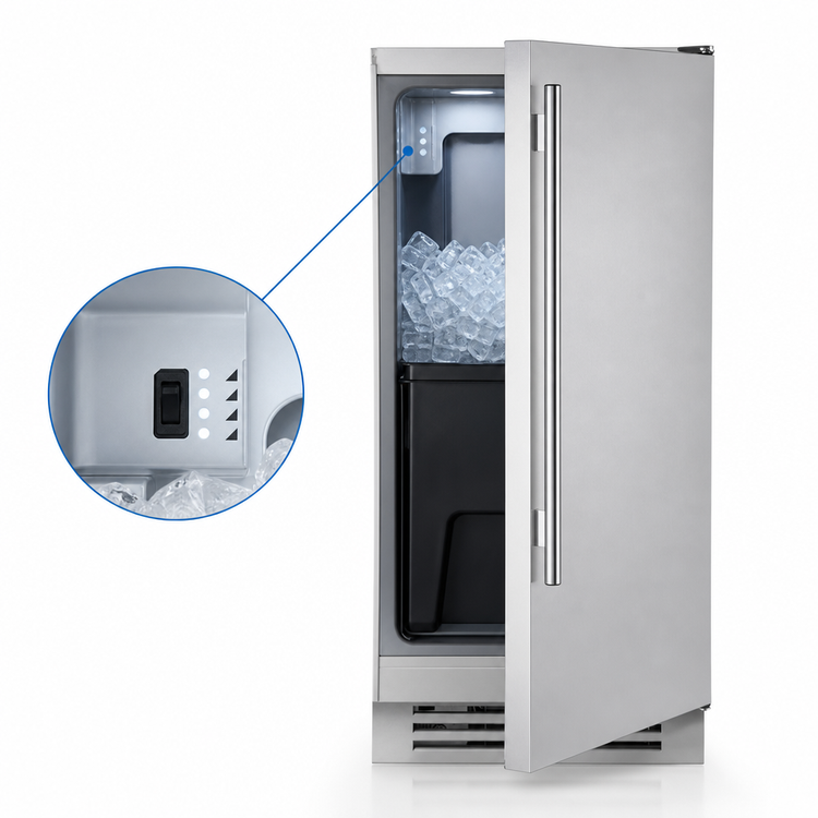 Product image #4 for True Residential 15-Inch Undercounter Clear Ice Machine with Bin, Right-Hinged Stainless Solid Door