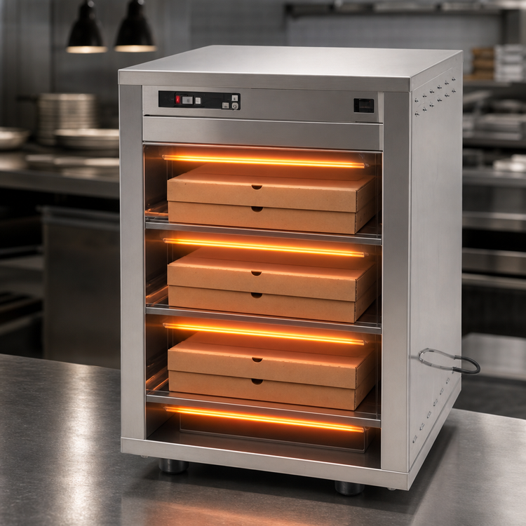 Product image #4 for Carter-Hoffmann DF1818-3 Half-Size Heated Doorless Pass-Through Pizza Box Holding Cabinet, 3-Shelf, Countertop, 18 x 18 Inch Pizza Box Capacity