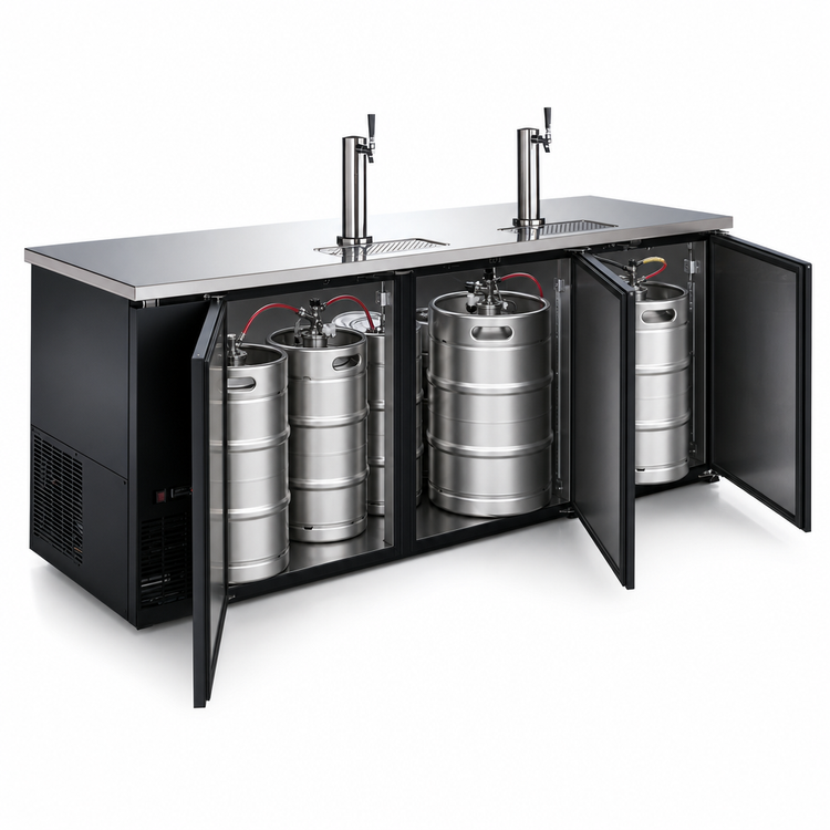 Product image #4 for Three-Section Draft Beer Cooler/Kegerator with 2 Dispensers, 32 Cu. Ft., 5 Half-Barrel Keg Capacity