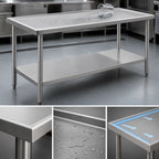 Thumbnail image #4 for Eagle Group Spec-Master T2484SEM 84-Inch x 24-Inch Stainless Steel Work Table with Adjustable Undershelf and Box Marine Edge
