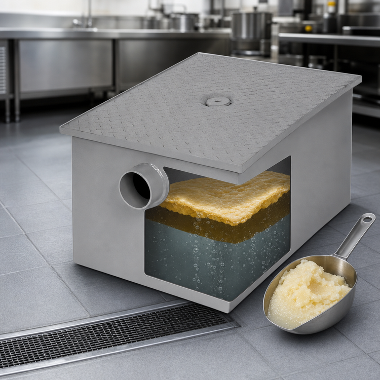 Product image #4 for Klinger's Trading GT-30 30 lb. Grease Interceptor, 15 GPM, Epoxy-Coated Steel