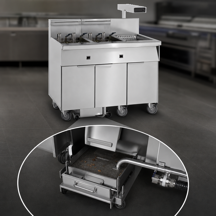 Product image #4 for Imperial Electric Floor Model 5-Tank Fryer with Built-In Filter System and Dump Station