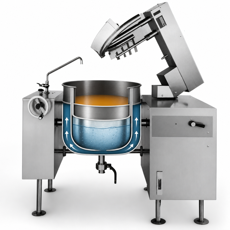 Product image #4 for Crown DLTM-60 Direct Steam Tilting Mixer Kettle, 60 Gallon