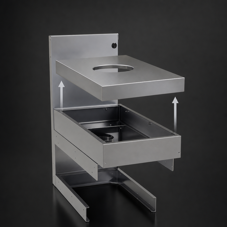 Product image #4 for Glastender Underbar Dry Waste Unit with 6-Inch Waste Chute, 12-Inch Wide x 24-Inch Deep