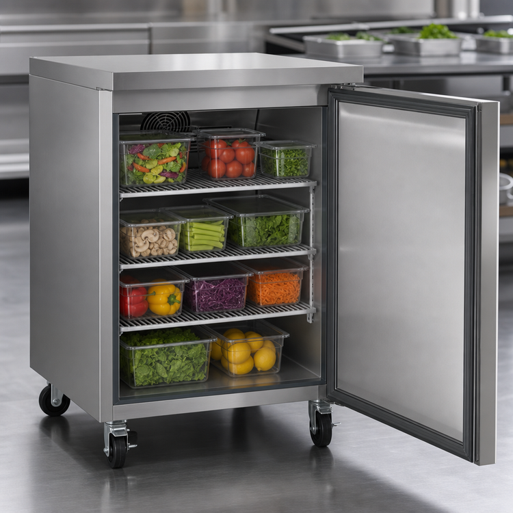 Product image #5 for Koolmore 27-Inch One-Section Undercounter Reach-In Refrigerator with Solid Hinged Stainless Steel Door, 5 Cu. Ft.