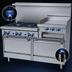 Thumbnail image #4 for Garland GFE Starfire Pro 60-Inch Gas Restaurant Range with 6 Open Burners, Right-Side 24-Inch Raised Griddle/Broiler, and 2 Standard Ovens