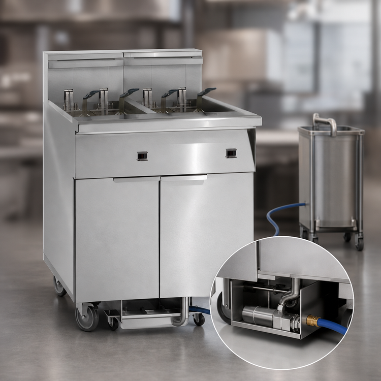 Product image #4 for Imperial Electric 6-Battery 75 lb. Floor Fryer with Built-In Space Saver Filter System, Tilt-Up Elements and Electronic Thermostat