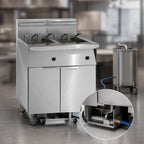 Thumbnail image #4 for Imperial (Middleby) IFSSP675EUT 6-Battery 75 lb. Electric Floor Fryer with Built-In Filter, Tilt-Up Elements and Electronic Thermostat