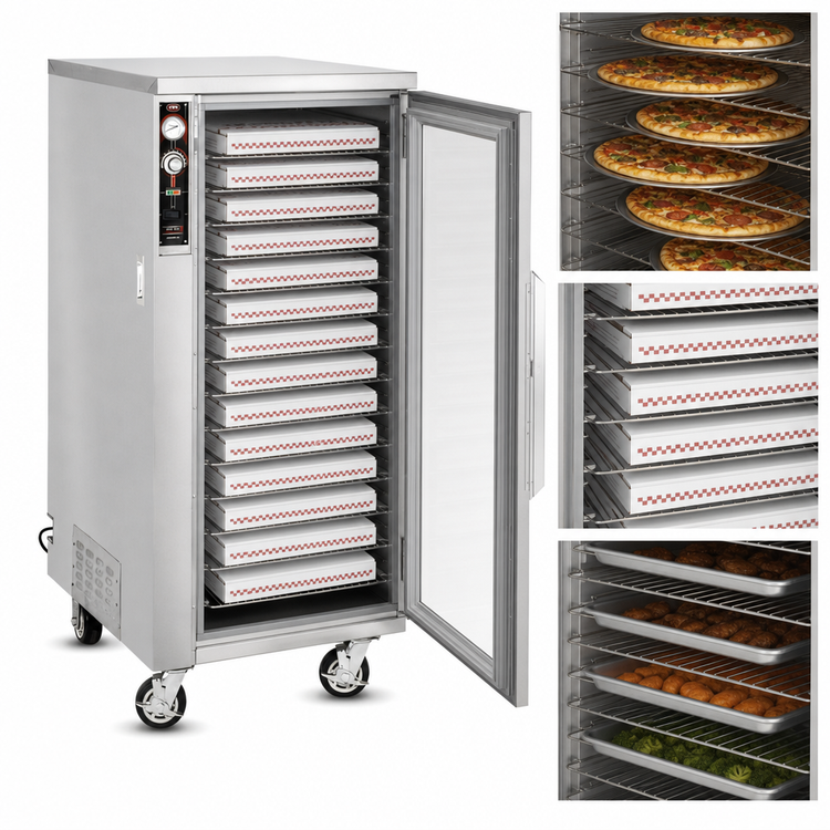 Product image #4 for FWE Mobile Humidified Heated Pizza Holding Cabinet, 30 Pizza Box Capacity