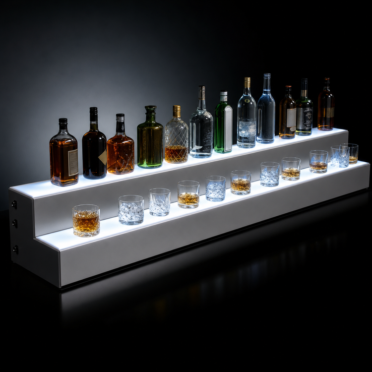 Product image #4 for Glastender 60-Inch Wide Two-Tier Lighted Liquor Display with LED Lighting