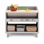 Thumbnail image #4 for Dinex DXPDME5OS 5-Well Electric Hot Food Table with Open Base, Stainless Steel Top, 72" Wide