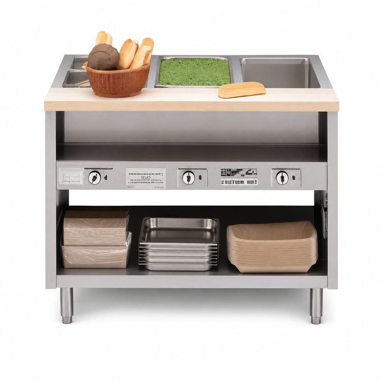 Product image #4 for Dinex ServeXpress DXPDME5OS 5-Well Electric Hot Food Table with Open Base, 72" Long