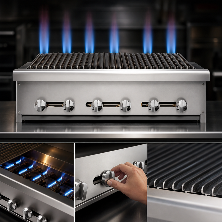 Product image #4 for Turbo Air Bake Tech Innovation 36-Inch Countertop Gas Radiant Charbroiler, 6 Burners, 90,000 BTU