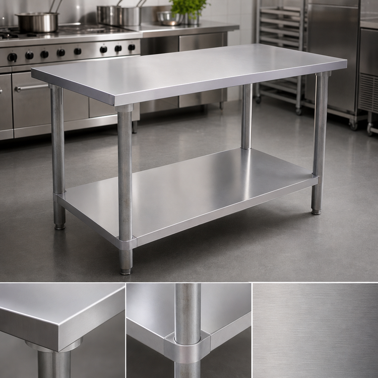 Product image #4 for Omcan USA 84-Inch x 30-Inch Stainless Steel Work Table with Undershelf