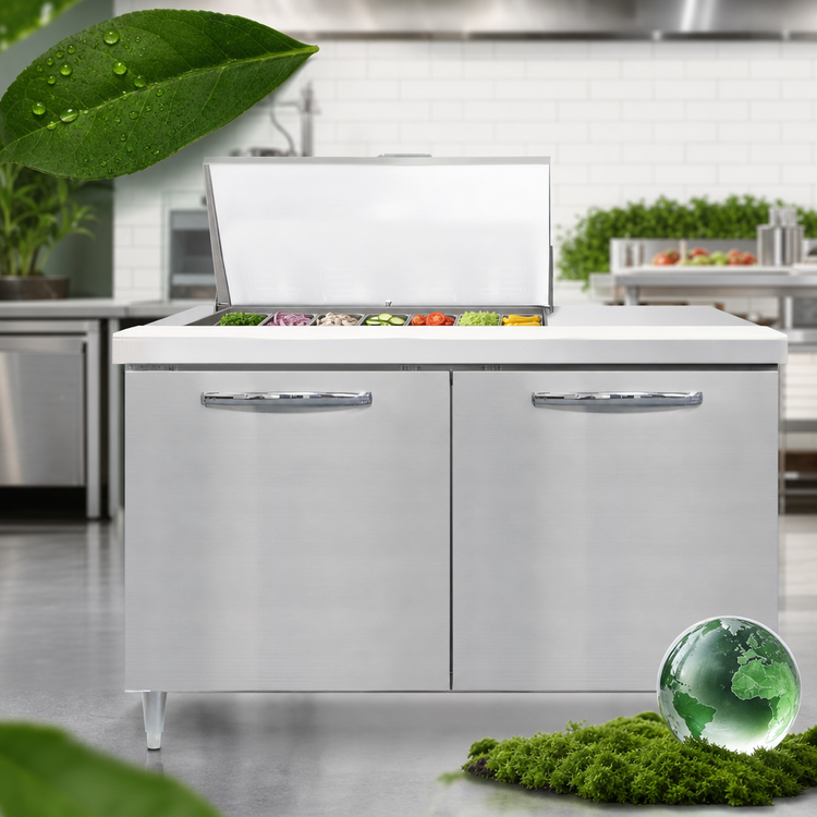 Product image #4 for Continental Refrigerator D48N12M Designer Line 48" Mighty Top 2-Door Refrigerated Sandwich Prep Table with 12 Pans