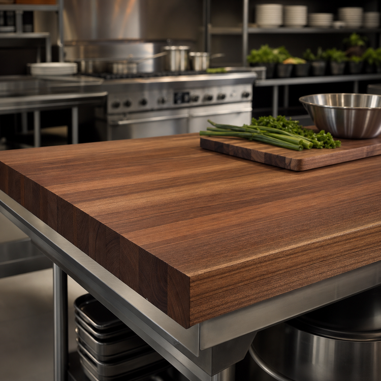 Product image #4 for John Boos Boos Block 60" x 38" American Black Walnut Kitchen Countertop, 2-1/4" Thick, Penetrating Oil Finish