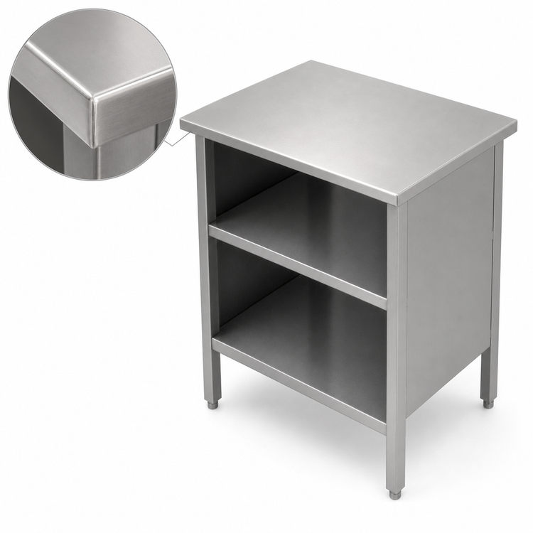 Product image #4 for Open-Front Enclosed Base Stainless Steel Work Table with Undershelf, 36 x 24 Inches