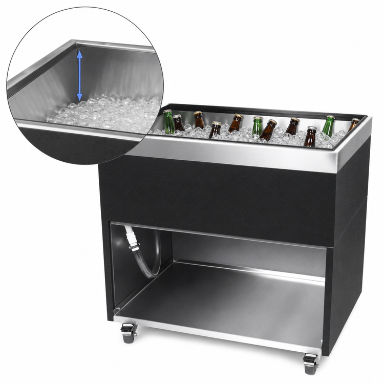 Product image #4 for Glastender MIB-36 Mobile Ice-Cooled Beer Bin, 36"W x 24"D x 30"H, Open Front, Stainless Steel