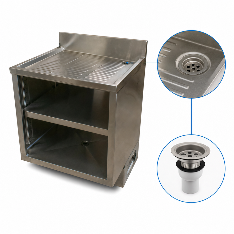 Product image #4 for BK Resources 24 Inch Underbar Glass Rack Cabinet with Drainboard Top and Adjustable Shelf