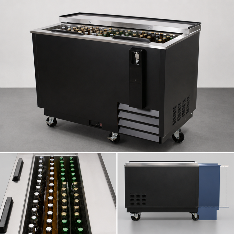Product image #4 for BK Resources 95-Inch Horizontal Deep Well 3-Door Bottle Cooler