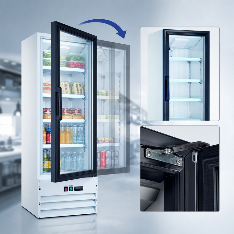 Product image #4 for Omcan RE-CN-0009-HC One-Section Reach-In Display Refrigerator, 9.1 Cu. Ft., Bottom Mount, Glass Door