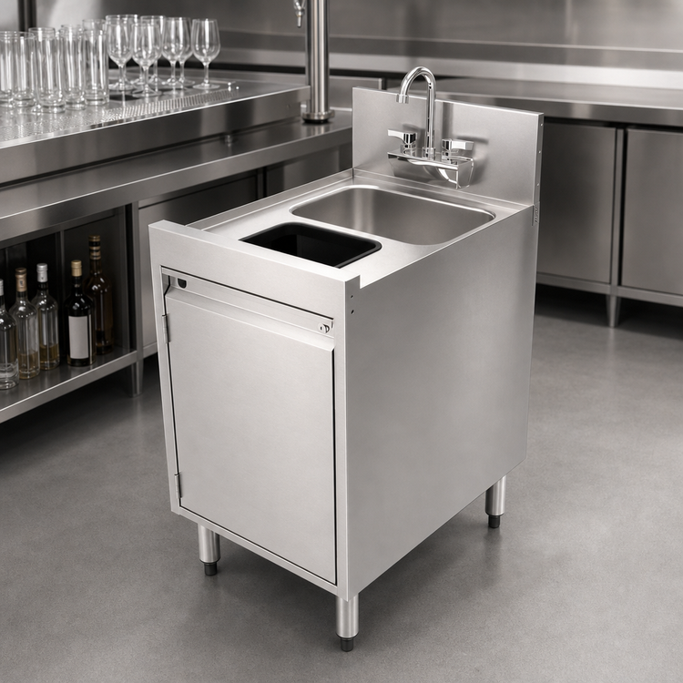 Product image #5 for Top Shelf TSF Series 18-Inch Underbar Hand & Dump Sink Cabinet with Waste Chute
