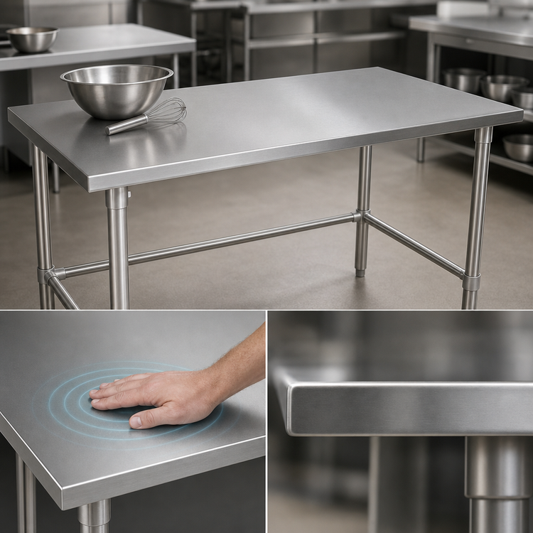 Product image #4 for John Boos Stallion 84-in. W x 24-in. D 16-Gauge 300 Series Stainless Steel Flat Top Work Table with Stallion Safety Edge