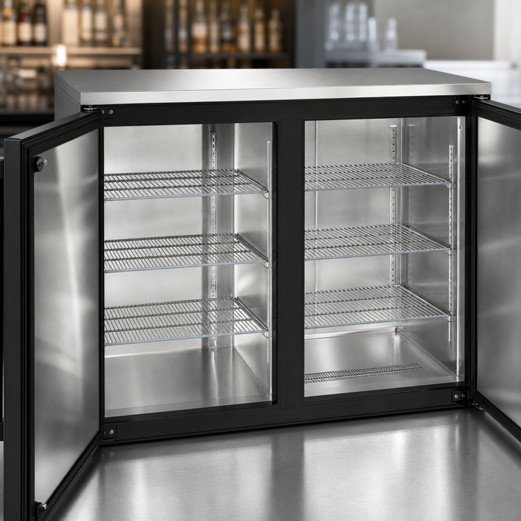 Product image #5 for Perlick BBR48 48-Inch Two-Section Remote Back Bar Refrigerator with Locking Solid Doors