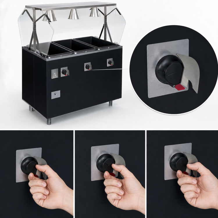 Product image #4 for Vollrath 2-Series Affordable Portable™ 3-Well Deluxe Mobile Hot Food Station with Buffet Breath Guard and Enclosed Base