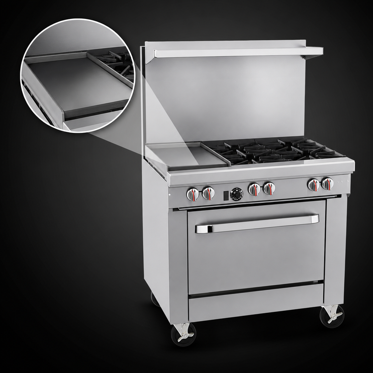 Product image #4 for Southbend S-Series 36-Inch Gas Restaurant Range with 4 Open Burners, 12-Inch Left Griddle and Cabinet Base