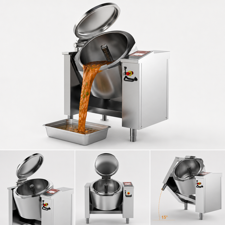 Product image #4 for Cucimix UCBTE018V1 18 Gallon Electric Tilting Skillet Braising Pan with Automatic Mixer