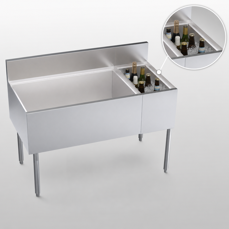 Product image #4 for Krowne Royal Series 48-Inch Underbar Multi-Station Ice Bin with Insulated Bottle Storage