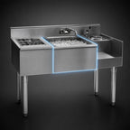 Thumbnail image #4 for Eagle Group 1800 Series BM62-18L-7 62-Inch Underbar Unit with Right Drainboard, Center Ice Bin, Liquid-Waste Blender Recess & 7-Circuit Cold Plate