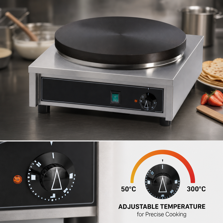 Product image #4 for Krampouz 15-3/4 Inch Single Electric Countertop Crepe Maker with Cast Iron Griddle