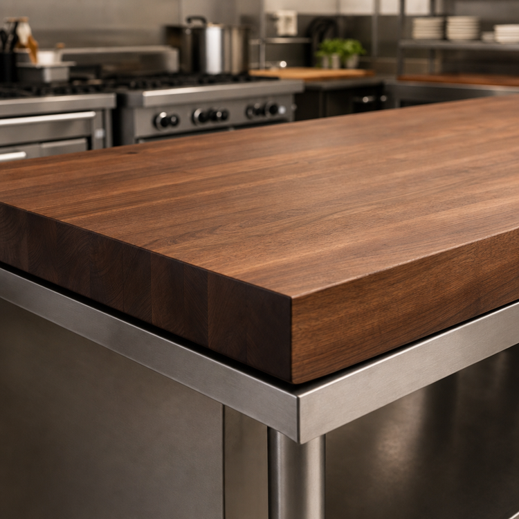 Product image #4 for John Boos Boos Block American Black Walnut Kitchen Countertop, 108 x 30 x 2-1/4 Inch, Varnique Finish
