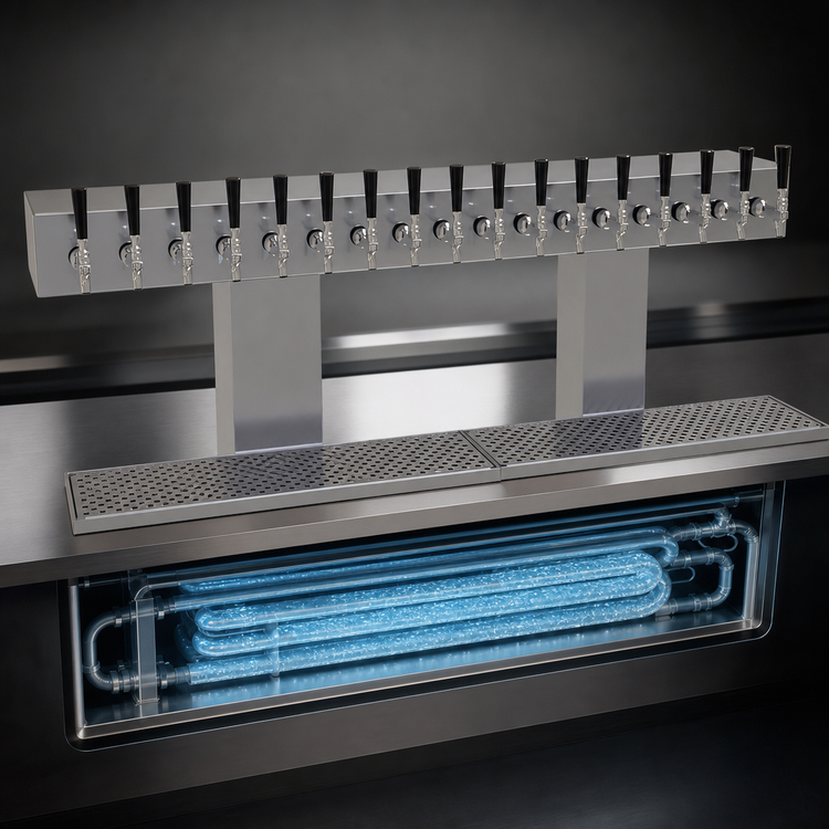 Product image #4 for Glastender BRT-18-SSR 18-Faucet Countertop Bridge Draft Dispensing Tower, Glycol-Cooled Stainless Steel